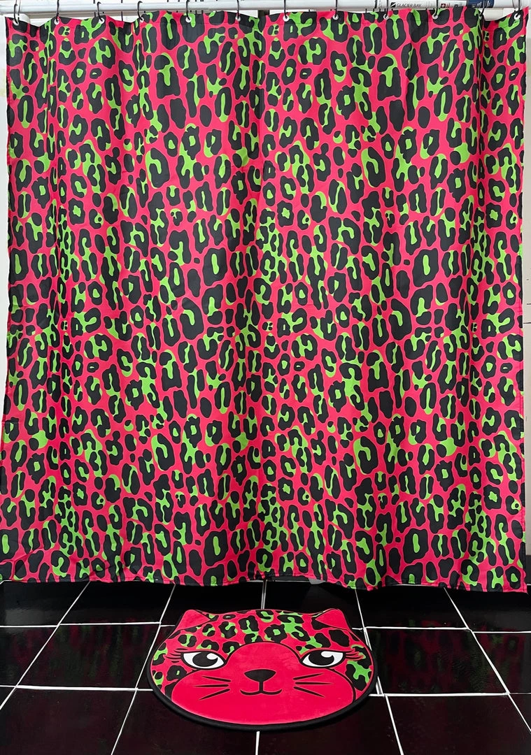 SOURPUSS PINK LEOPARD SHOWER CURTAIN Haunted Homewares 3 SOURPUSS PINK LEOPARD SHOWER CURTAIN Haunted Homewares