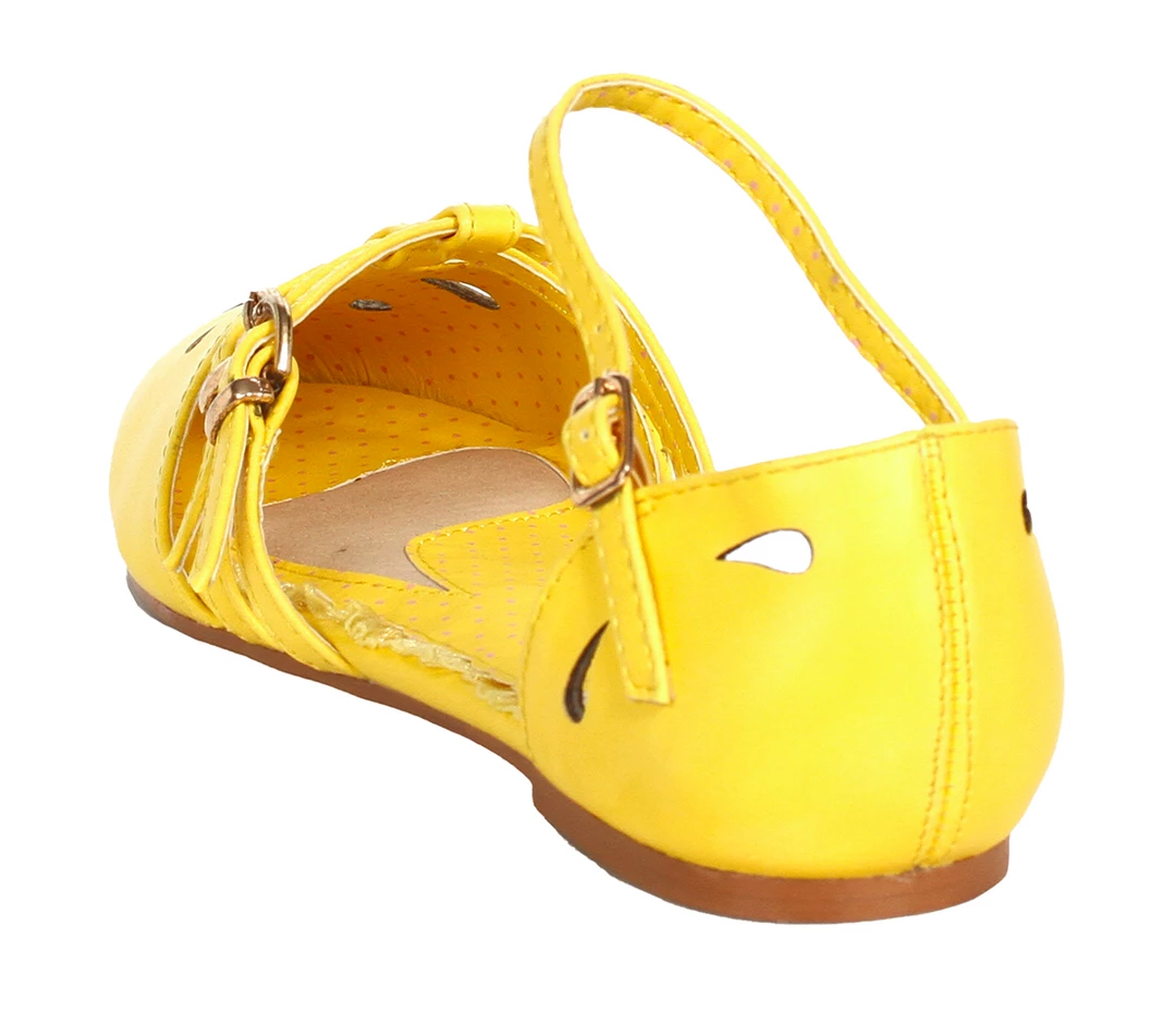 Bettie Page Shoes BETTIE PAGE POLLY BUCKLE FLATS YELLOW Footwear 5 Bettie Page Shoes BETTIE PAGE POLLY BUCKLE FLATS YELLOW Footwear