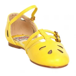 Bettie Page Shoes BETTIE PAGE POLLY BUCKLE FLATS YELLOW Footwear