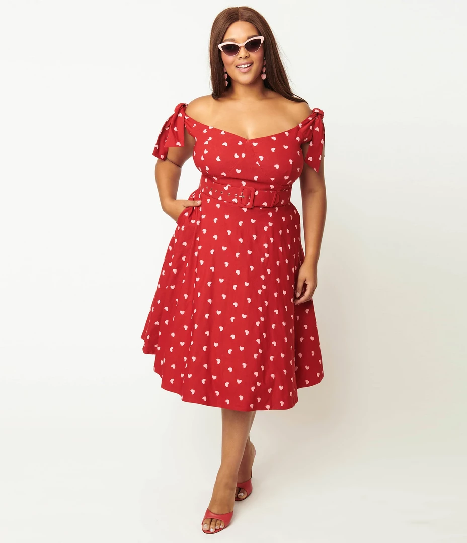 Shop Sour+Plus UNIQUE VINTAGE RED & PINK HEARTS PRAIRIE SWING DRESS 5 Shop Sour+Plus UNIQUE VINTAGE RED & PINK HEARTS PRAIRIE SWING DRESS