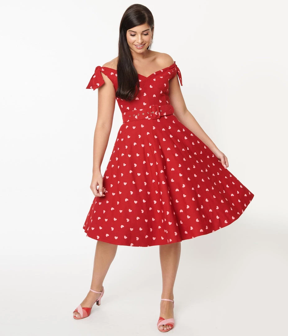 Shop Sour+Plus UNIQUE VINTAGE RED & PINK HEARTS PRAIRIE SWING DRESS 6 Shop Sour+Plus UNIQUE VINTAGE RED & PINK HEARTS PRAIRIE SWING DRESS