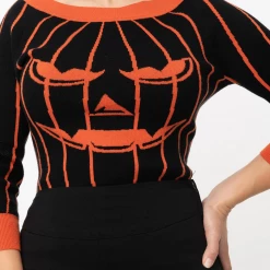 Shop Sour+Plus UNIQUE VINTAGE BLACK & ORANGE STRIPE PUMPKIN ANNALEIGH SWEATER