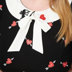 Shop Sour+Plus UNIQUE VINTAGE BLACK & PIERCED HEART PRINT RENATA PENCIL DRESS