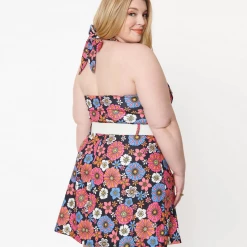 SMAK PARLOUR BLACK & PURPLE FLORAL PRINT EASY DOES IT BELTED MINI SKIRT Shop Sour+Plus