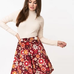 SMAK PARLOUR 1960S RETRO FLORAL TREND SETTER FLARE SKIRT Shop Sour+Plus