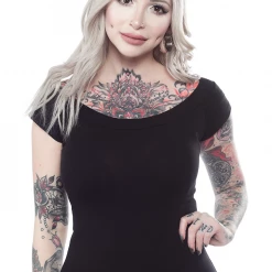 RETROLICIOUS BOAT NECK TOP BLACK