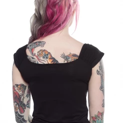 Shop Sour+Plus RETROLICIOUS ISABEL TOP BLACK