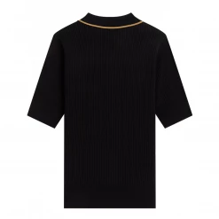 FRED PERRY RIBBED KNITTED SHIRT BLACK
