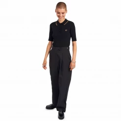 FRED PERRY RIBBED KNITTED SHIRT BLACK