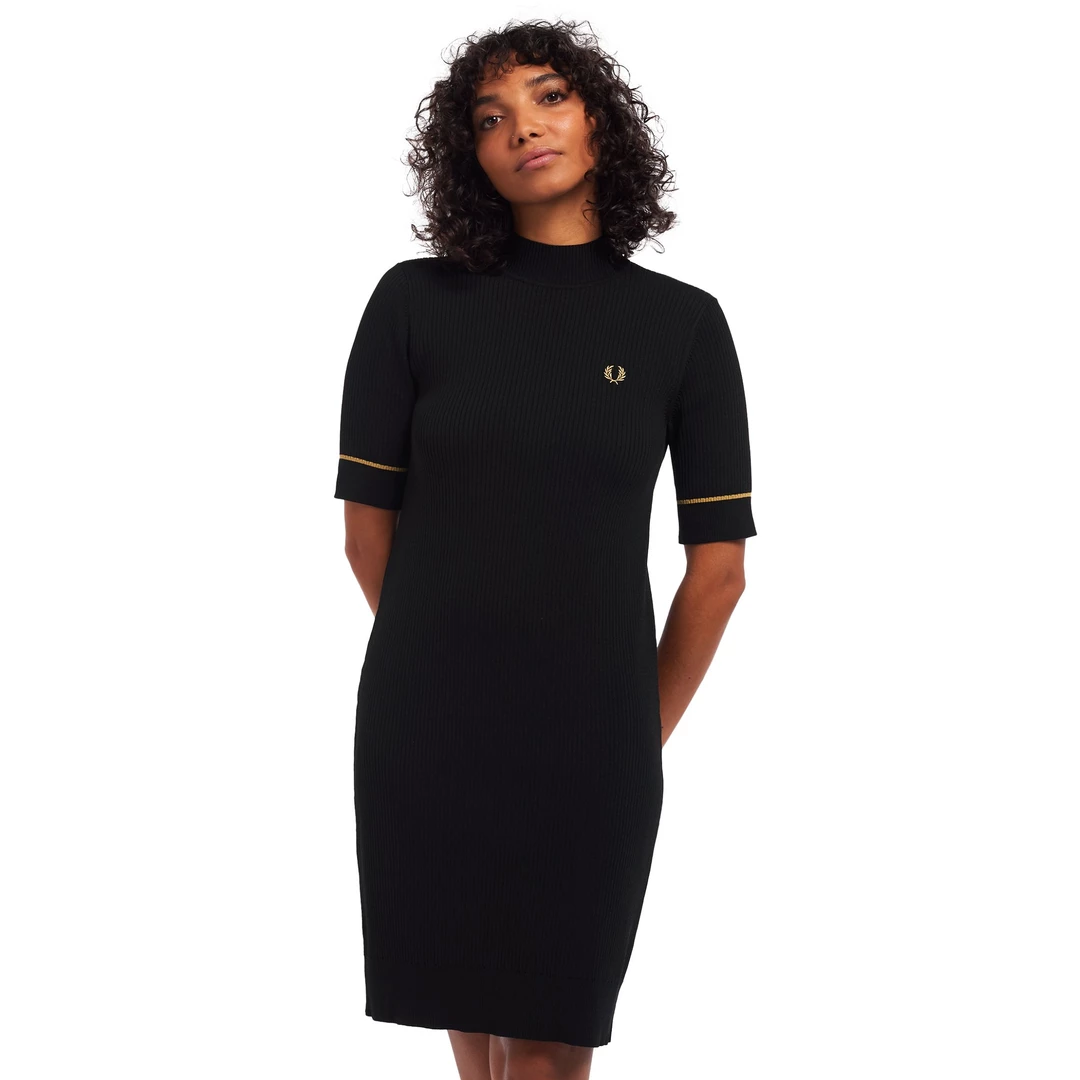 FRED PERRY RIBBED KNITTED DRESS BLACK 3 FRED PERRY RIBBED KNITTED DRESS BLACK