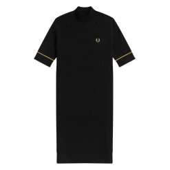 FRED PERRY RIBBED KNITTED DRESS BLACK 12 FRED PERRY RIBBED KNITTED DRESS BLACK