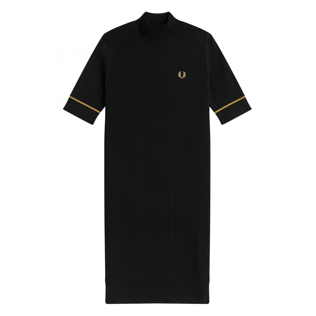 FRED PERRY RIBBED KNITTED DRESS BLACK 7 FRED PERRY RIBBED KNITTED DRESS BLACK