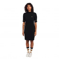 FRED PERRY RIBBED KNITTED DRESS BLACK 11 FRED PERRY RIBBED KNITTED DRESS BLACK