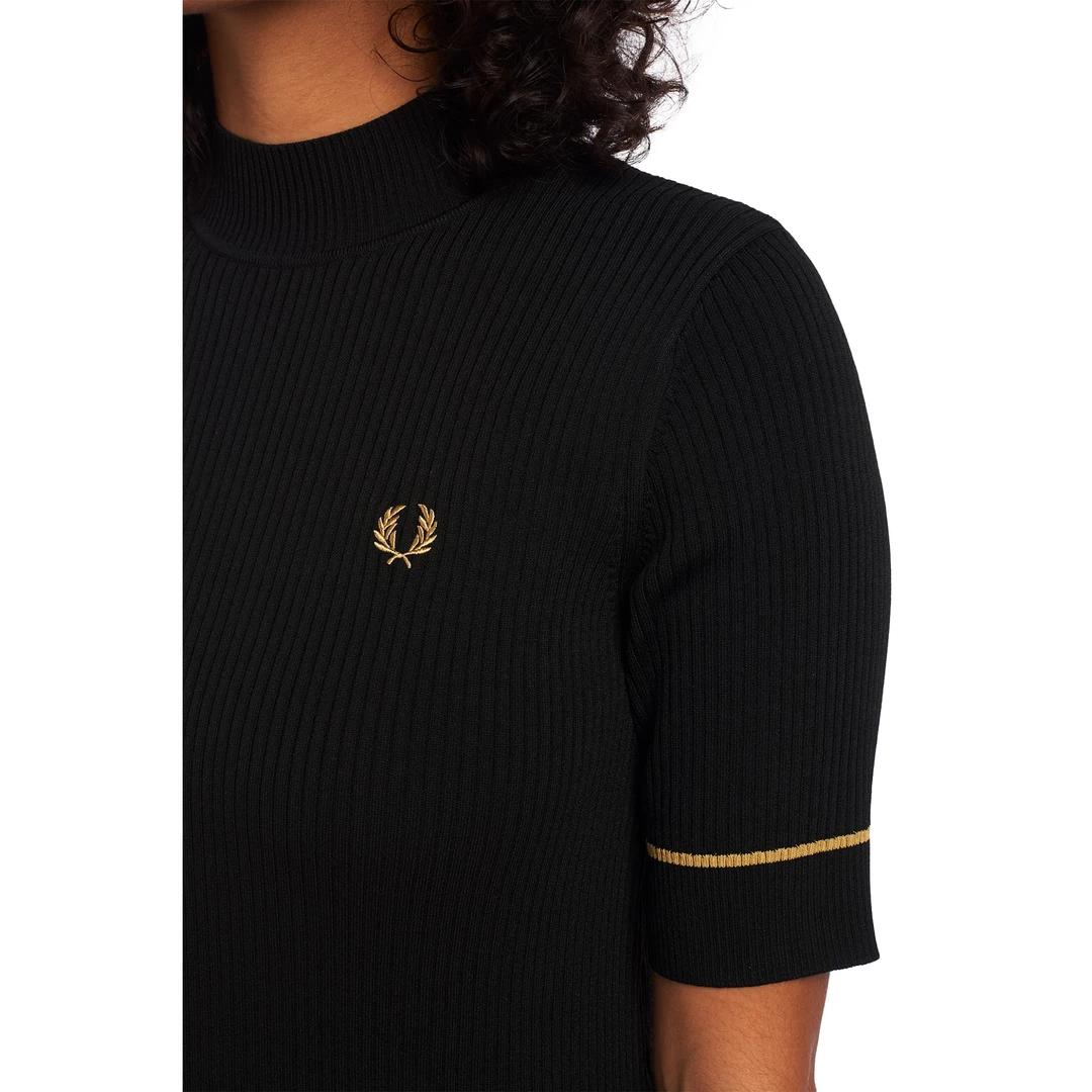 FRED PERRY RIBBED KNITTED DRESS BLACK 5 FRED PERRY RIBBED KNITTED DRESS BLACK