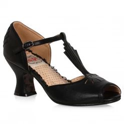 Bettie Page Shoes What's New BETTIE PAGE ROSE PEEP TOE HEELS BLACK