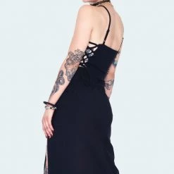 Apparel JAWBREAKER ROSE VINE THIGH-SLIT DRESS