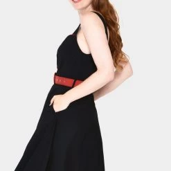 VOODOO VIXEN ROSIE HEART BUTTON SWING DRESS