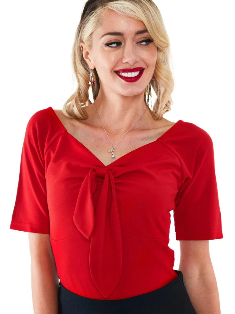 VOODOO VIXEN SANDRA TIE TOP RED 4 VOODOO VIXEN SANDRA TIE TOP RED