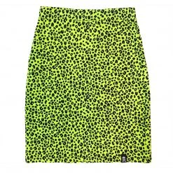 Neon Dreams SOURPUSS LEOPARD MIDI SKIRT NEON YELLOW