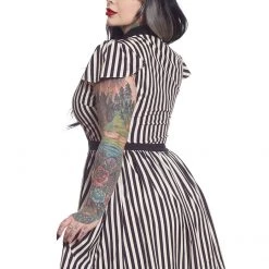 SOURPUSS STRIPE LYDIA DRESS CREAM & BLACK