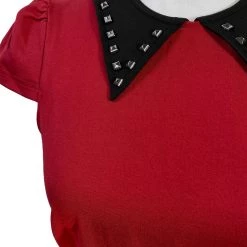 SOURPUSS STUD COLLAR DRESS RED