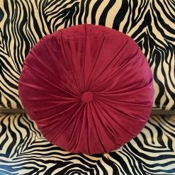 SOURPUSS TUFTED VELVET PILLOW BURGUNDY
