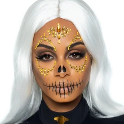None Holidays SUGAR SKULL FACE JEWELS GOLD