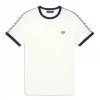 FRED PERRY TAPED RINGER T SHIRT SNOW WHITE 2 FRED PERRY TAPED RINGER T SHIRT SNOW WHITE