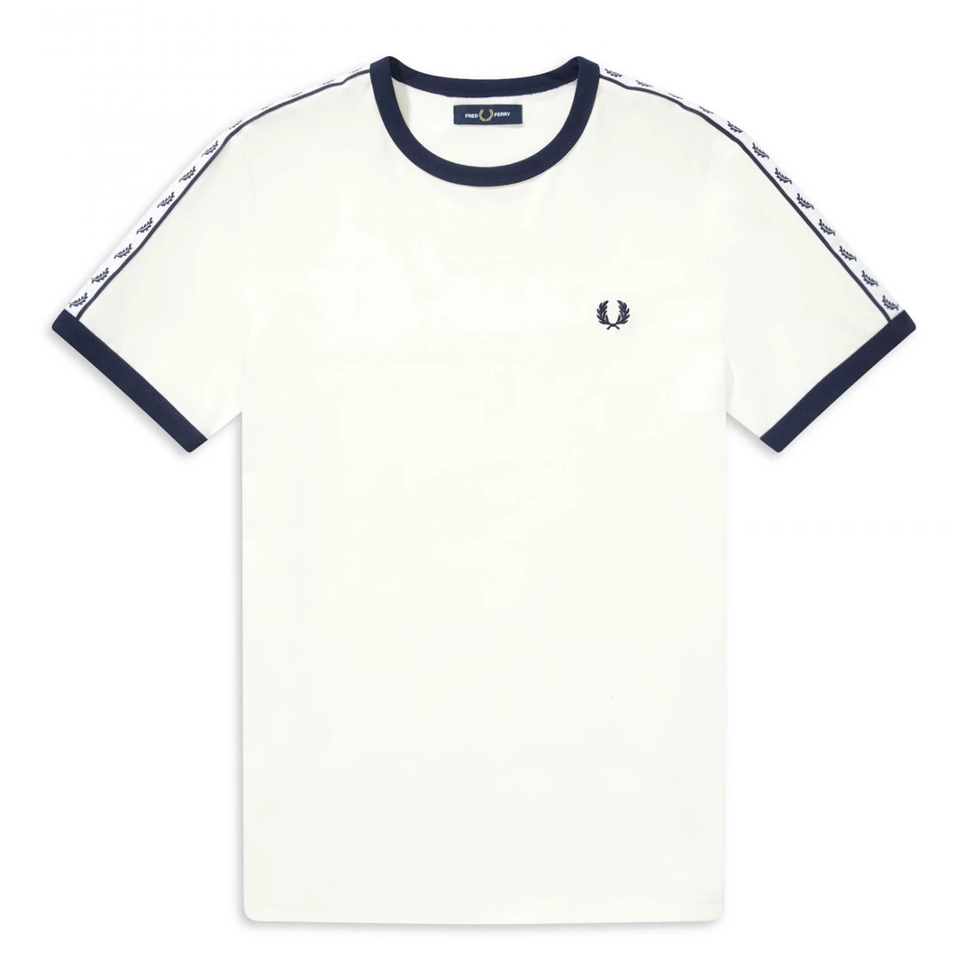 FRED PERRY TAPED RINGER T SHIRT SNOW WHITE 3 FRED PERRY TAPED RINGER T SHIRT SNOW WHITE