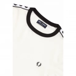 FRED PERRY TAPED RINGER T SHIRT SNOW WHITE 10 FRED PERRY TAPED RINGER T SHIRT SNOW WHITE