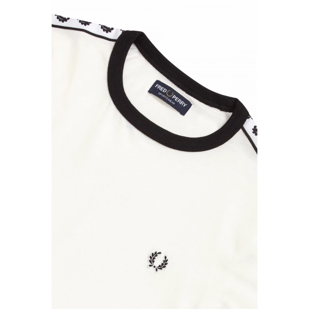 FRED PERRY TAPED RINGER T SHIRT SNOW WHITE 6 FRED PERRY TAPED RINGER T SHIRT SNOW WHITE