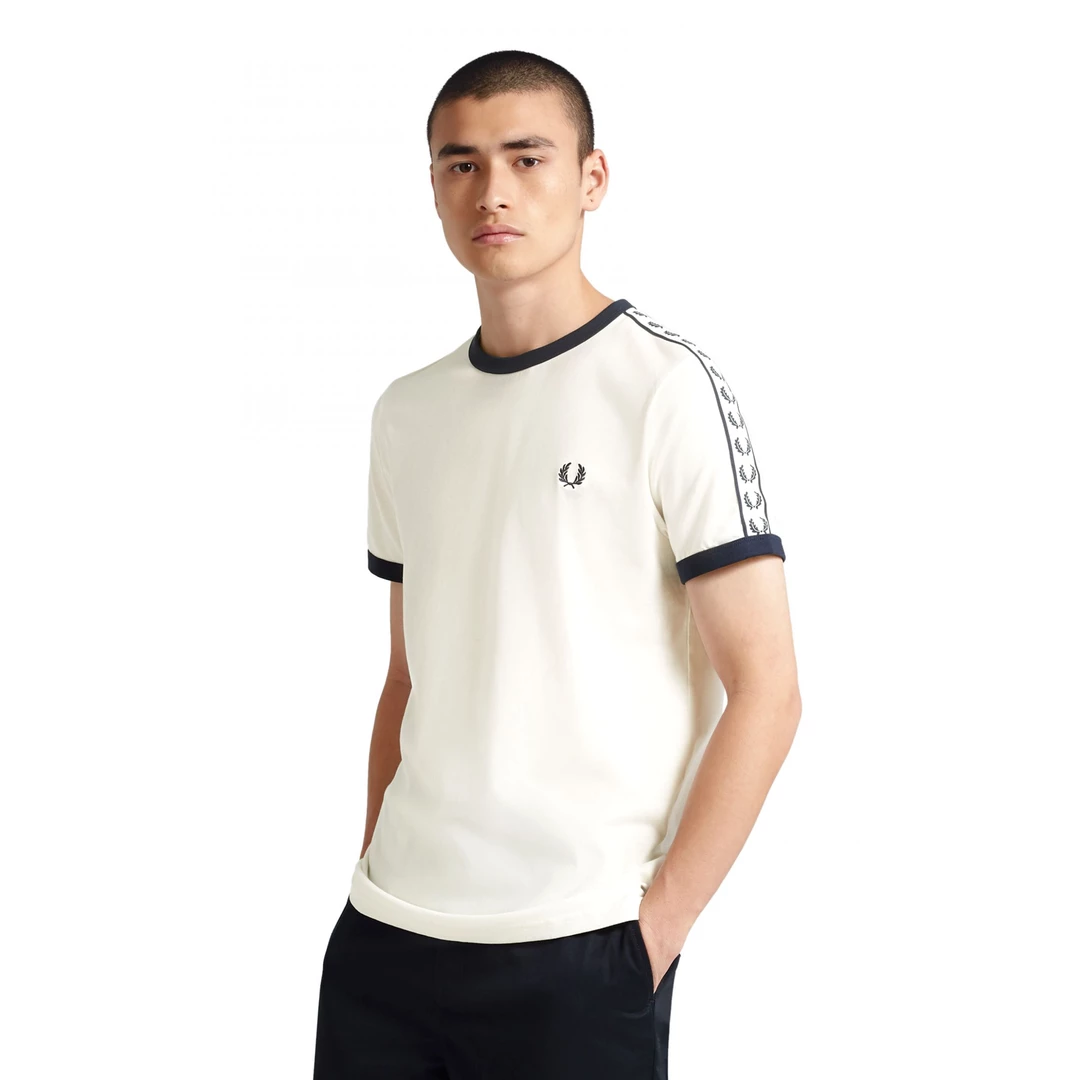 FRED PERRY TAPED RINGER T SHIRT SNOW WHITE 4 FRED PERRY TAPED RINGER T SHIRT SNOW WHITE