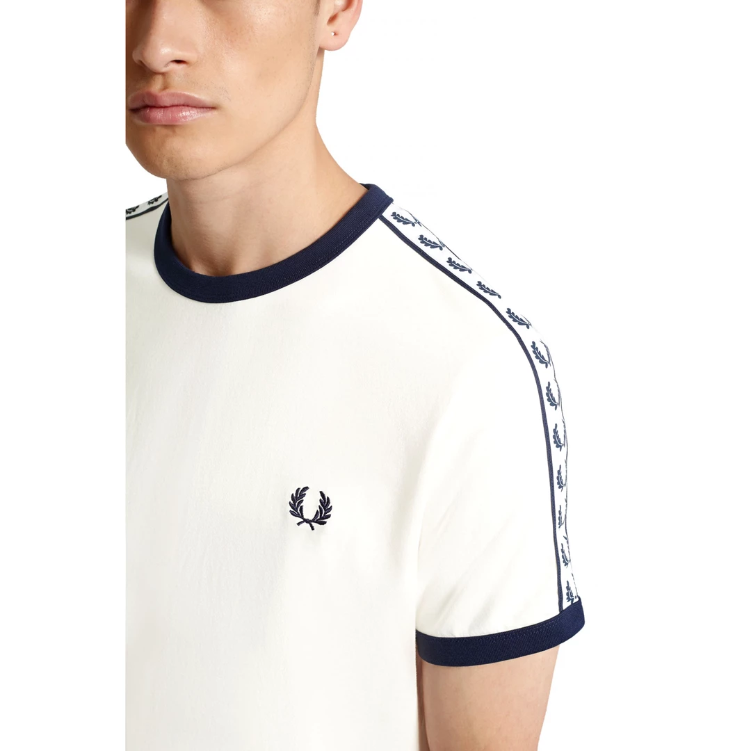 FRED PERRY TAPED RINGER T SHIRT SNOW WHITE 7 FRED PERRY TAPED RINGER T SHIRT SNOW WHITE