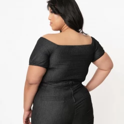 Shop Sour+Plus UNIQUE VINTAGE BLACK CHAMBRAY TURNER CROP TOP 11 Shop Sour+Plus UNIQUE VINTAGE BLACK CHAMBRAY TURNER CROP TOP