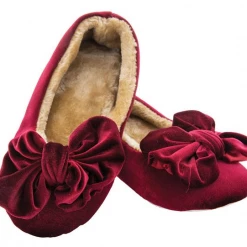 None VELVET BOW SLIPPERS BURGUNDY Footwear