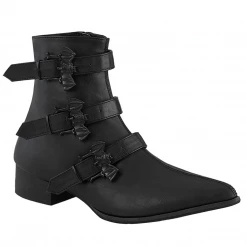 DEMONIA WARLOCK BAT BUCKLE POINTED TOE ANKLE BOOTS Footwear