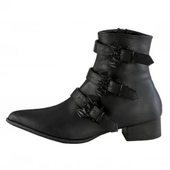 DEMONIA WARLOCK BAT BUCKLE POINTED TOE ANKLE BOOTS Footwear