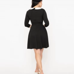 Shop Sour+Plus UNIQUE VINTAGE BLACK COLLARED WEDNESDAY FLARE DRESS