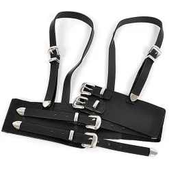 None WESTERN MULTI BUCKLE HARNESS BLACK/SLVR