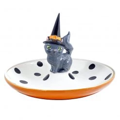 None WITCH CAT CERAMIC PARTY PLATE Homewares