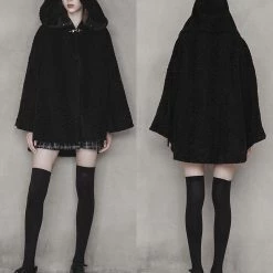 PunkRave PUNK RAVE SALEM HOODED PLUSH CAPE COAT