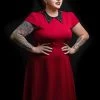 SOURPUSS STUD COLLAR DRESS RED